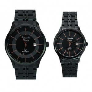 Alexandre Christie AC 8348 Full Black Rosegold Tick Couple
